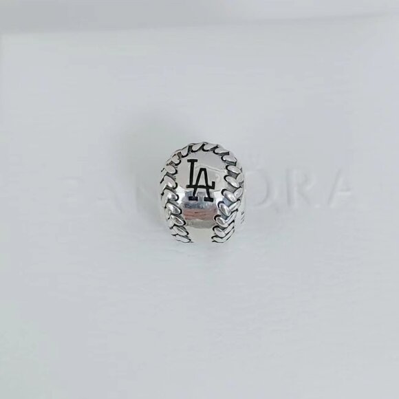 Pandora Los Angeles Dodgers Engraved Baseball Charm S925 Silver with box - Picture 5 of 6